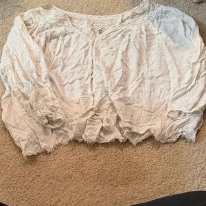 Chic White Women's Blouse with Lace Accents